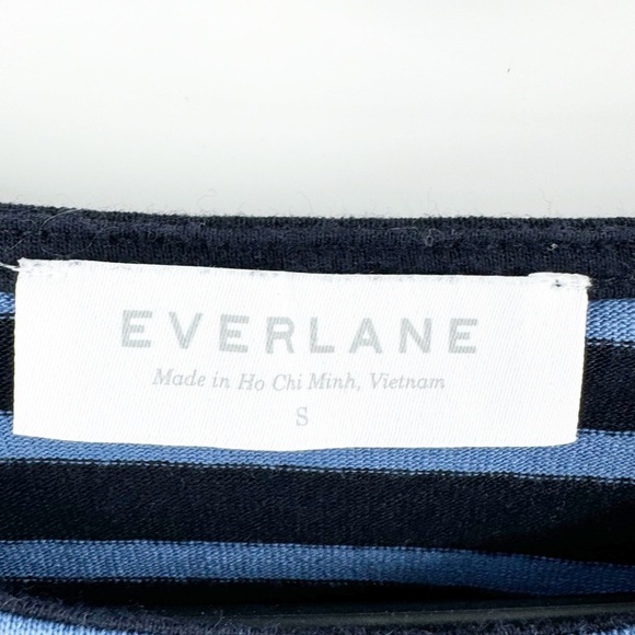 ✅ Everlane The Breton Cotton Tee Blue Striped with Zipper Detailing Small - Picture 5 of 6